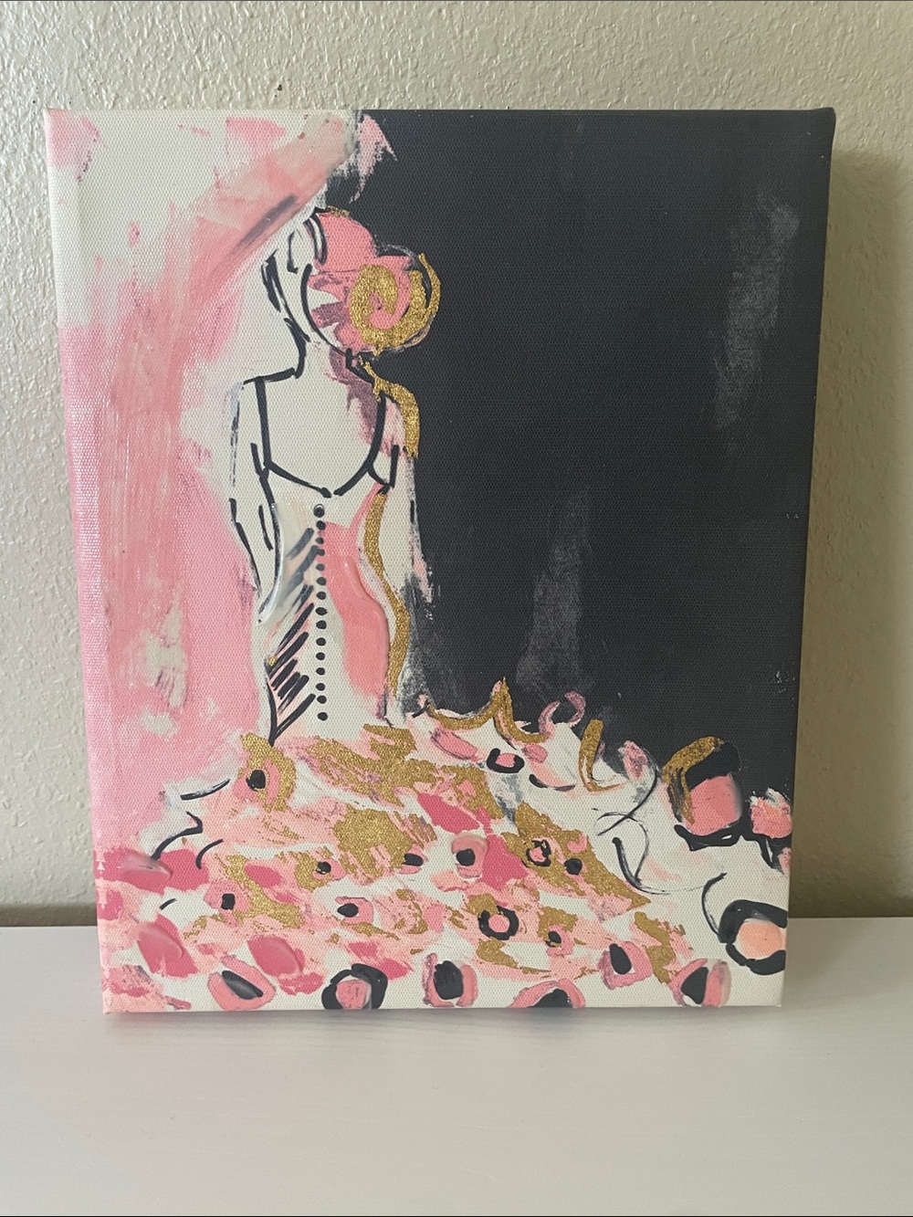 Abstract Pink & Black Fashion Canvas Wall Art
